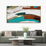 Abstract Golden and White Textured Premium Canvas Wall Painting - Decor Smart