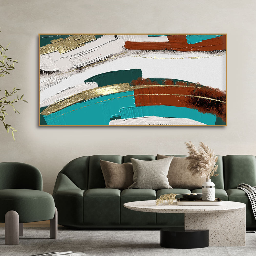 Abstract Golden and White Textured Premium Canvas Wall Painting - Decor Smart