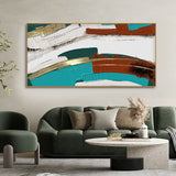 Abstract Golden and White Textured Premium Canvas Wall Painting - Decor Smart