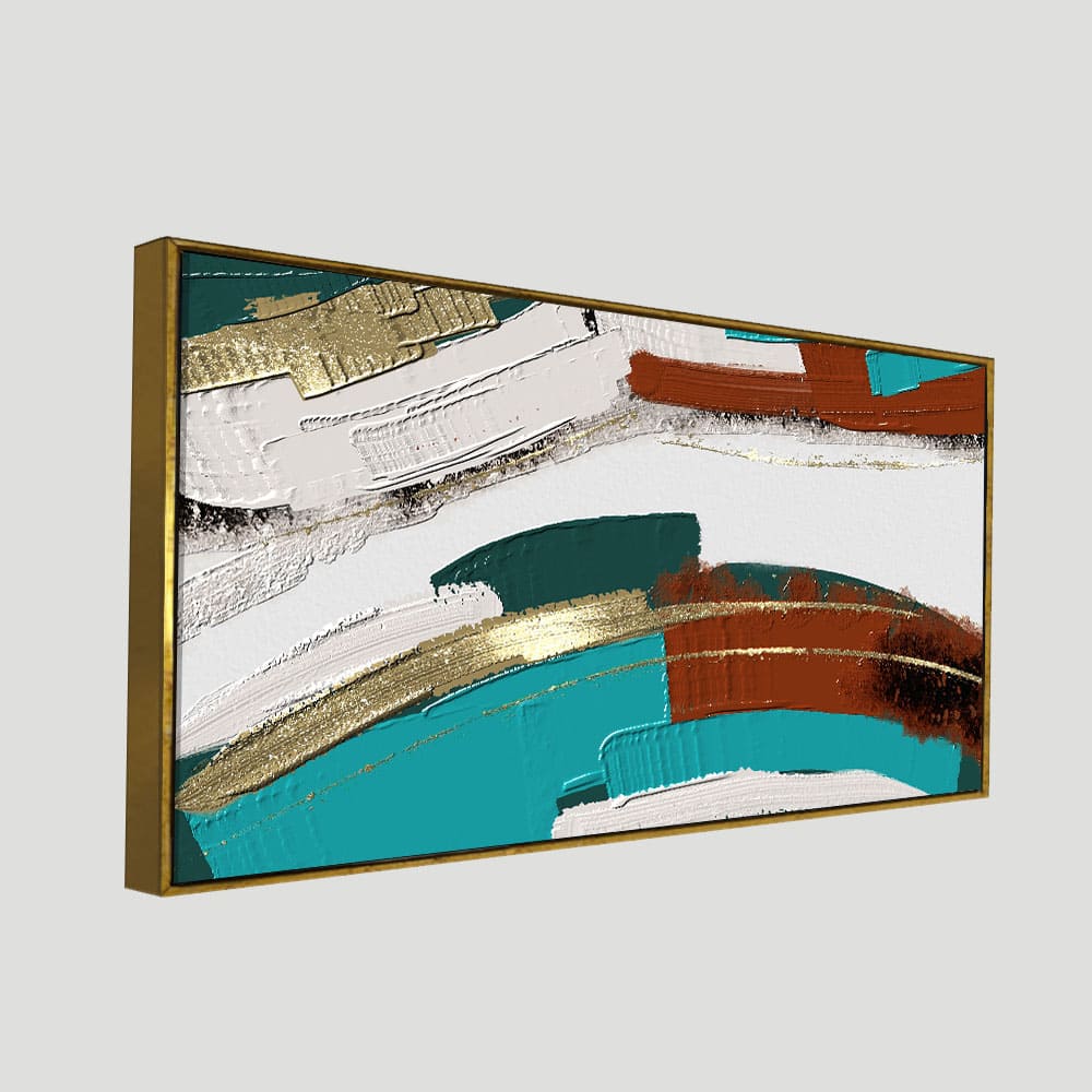 Abstract Golden and White Textured Premium Canvas Wall Painting - Decor Smart