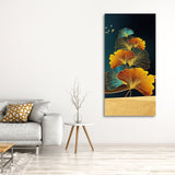 Abstract Golden Plant Leaves Canvas Wall Painting - Decor Smart