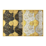 Abstract Golden Shapes Art Acrylic Floating Wall Painting Set Of 2 - Decor Smart