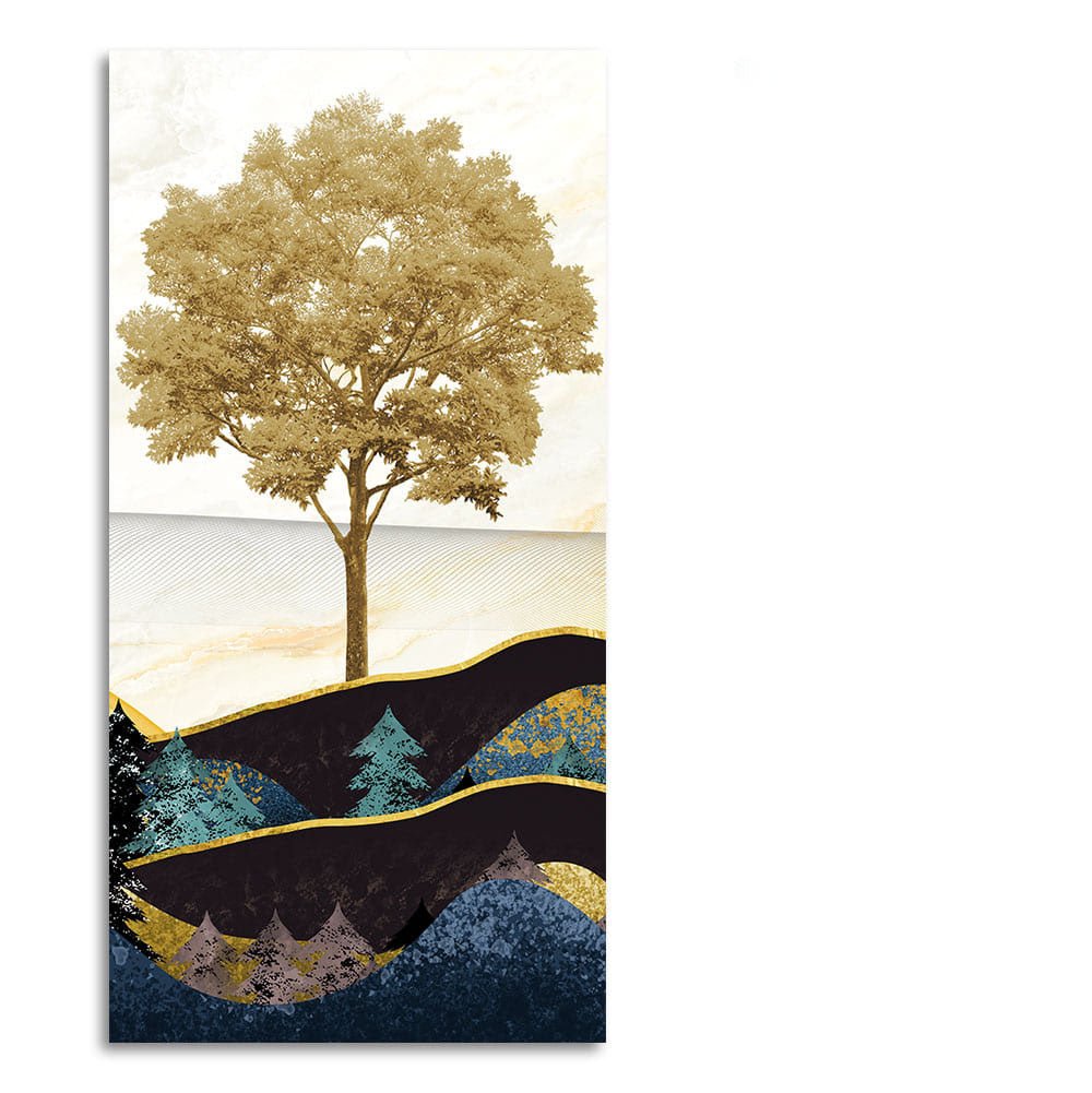 Abstract Golden Tree Premium Canvas Wall Painting - Decor Smart