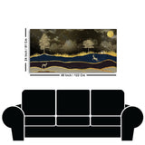 Abstract Midnight Golden Scenery with Deer Canvas Wall Painting - Decor Smart