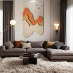 Abstract Mountain Landscape and Birds 3D Wall Art Home Decor