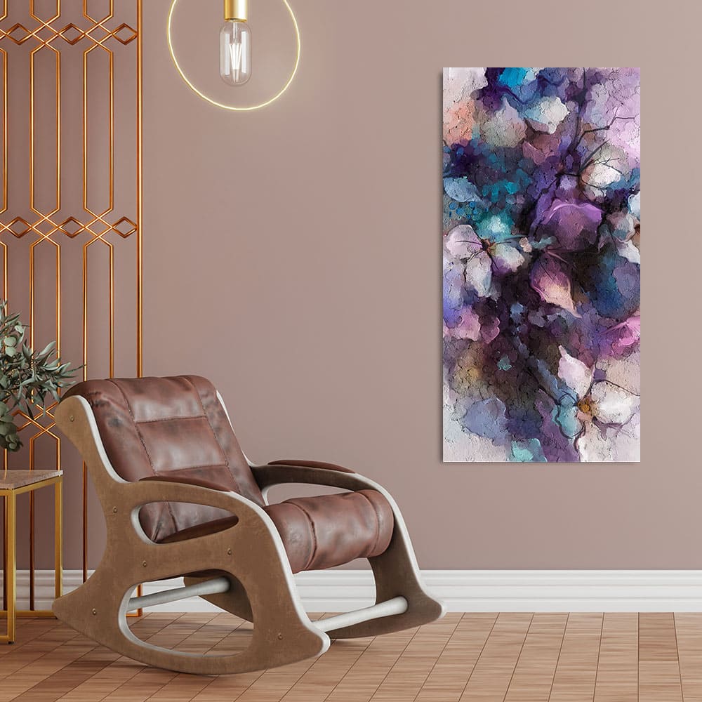 Abstract Purple Ethereal Floral Design Canvas Wall Painting - Decor Smart