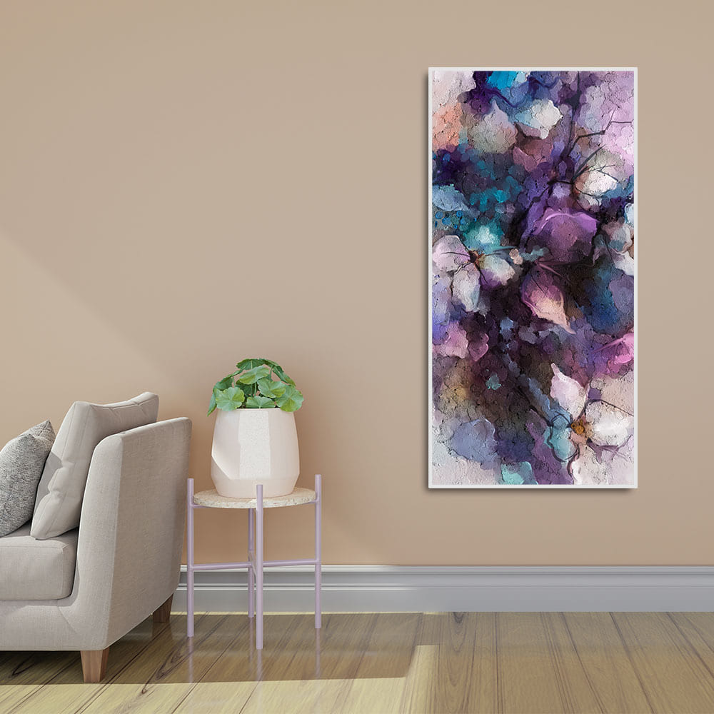 Abstract Purple Ethereal Floral Design Canvas Wall Painting - Decor Smart