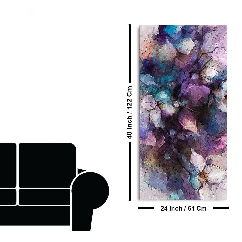 Abstract Purple Ethereal Floral Design Canvas Wall Painting - Decor Smart