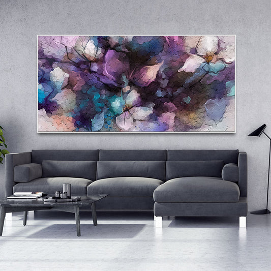 Abstract Purple Ethereal Floral Design Premium Canvas Wall Painting - Decor Smart