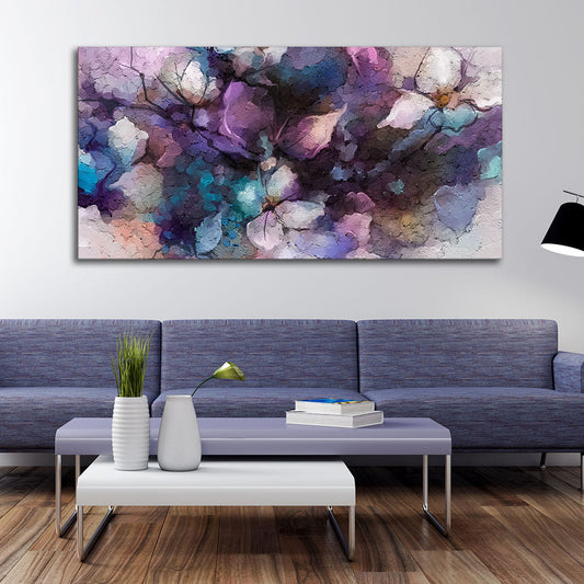 Abstract Purple Ethereal Floral Design Premium Canvas Wall Painting - Decor Smart