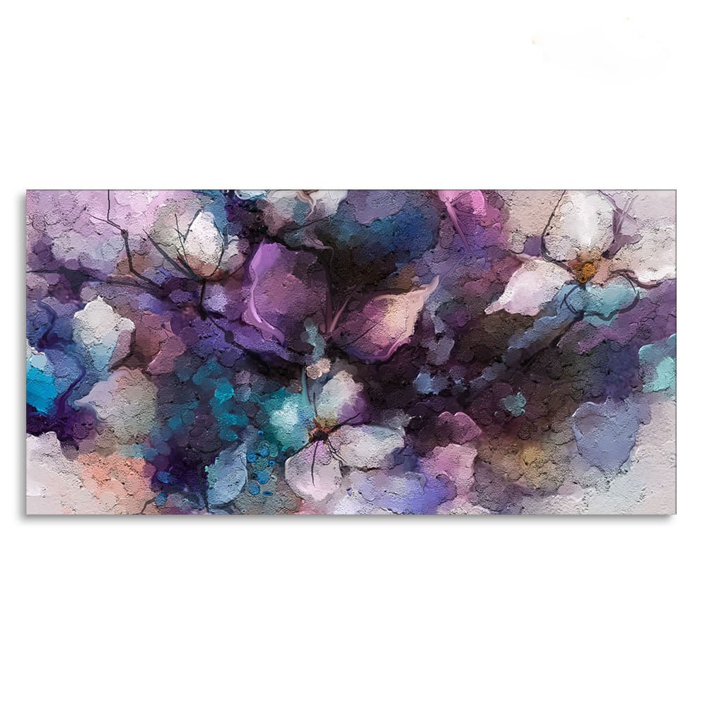 Abstract Purple Ethereal Floral Design Premium Canvas Wall Painting - Decor Smart