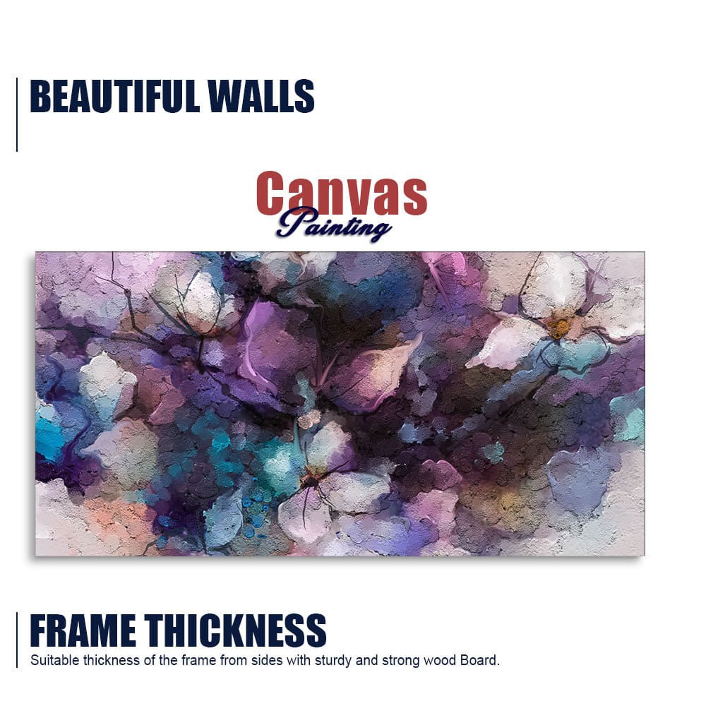 Abstract Purple Ethereal Floral Design Premium Canvas Wall Painting - Decor Smart