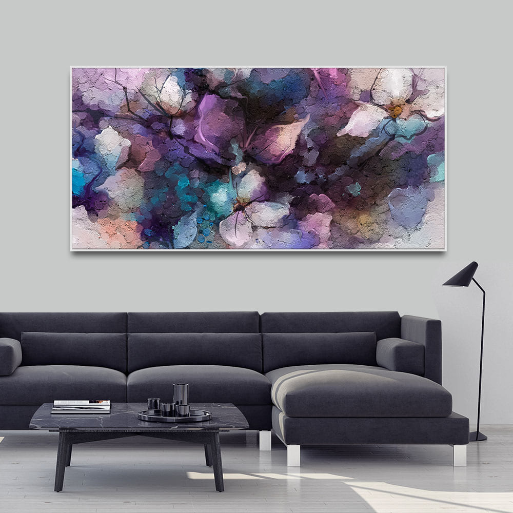 Abstract Purple Ethereal Floral Design Premium Canvas Wall Painting - Decor Smart