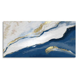 Abstract Seascape Blue and Gold Line art Canvas Wall Painting - Decor Smart