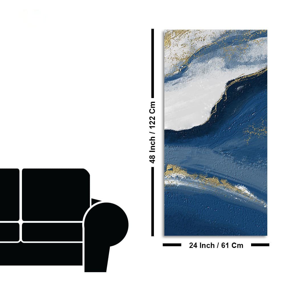 Abstract Seascape Golden Line art Canvas Wall Painting - Decor Smart