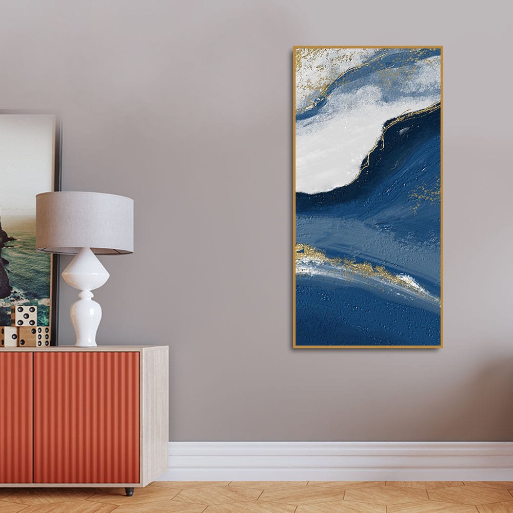 Abstract Seascape Golden Line art Canvas Wall Painting - Decor Smart