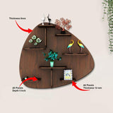 Abstract Shape Backlit Designer Wooden Wall Shelf / Book Shelf / Night Light, Walnut Finish - Decor Smart