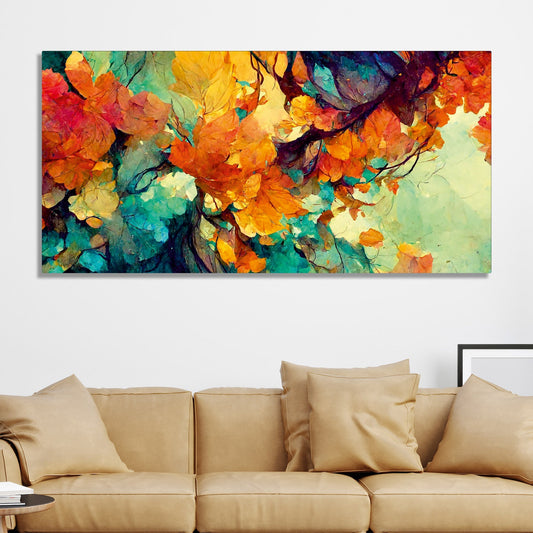 Abstract Texture Colorful Leaves Art Canvas Wall Painting - Decor Smart