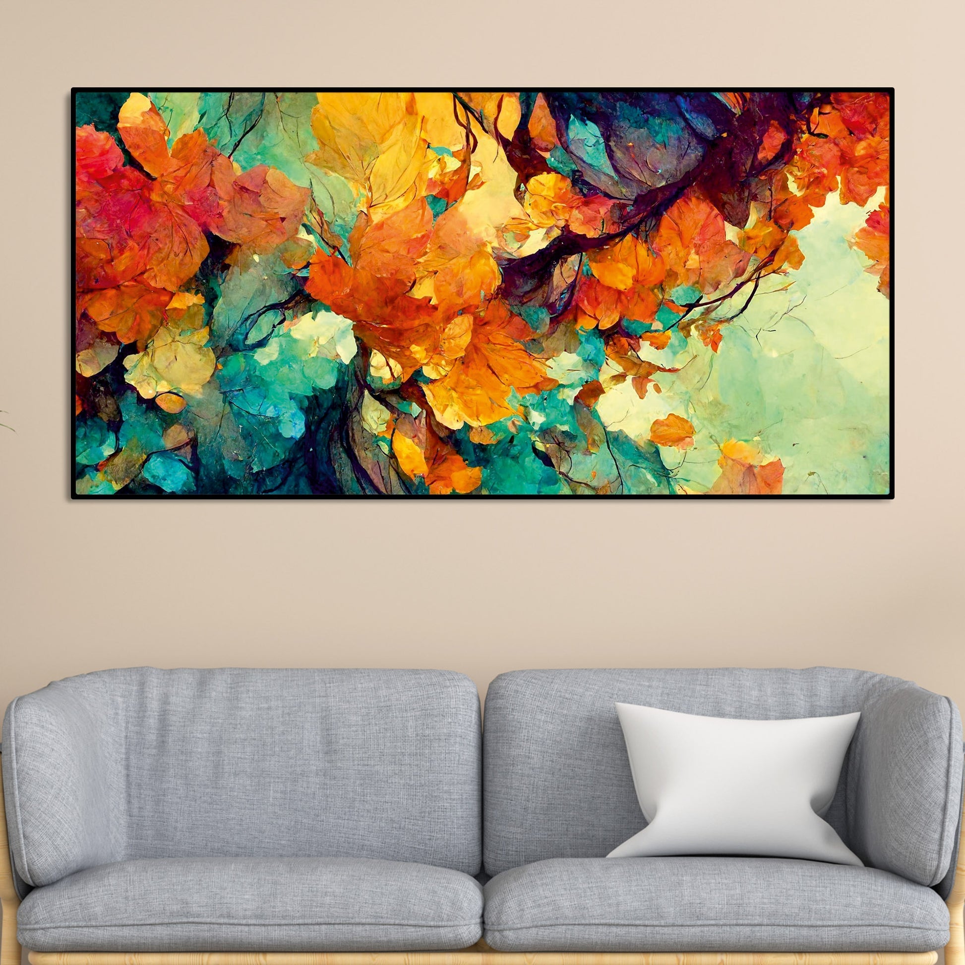 Abstract Texture Colorful Leaves Art Canvas Wall Painting - Decor Smart
