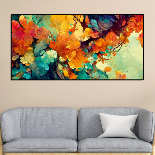Abstract Texture Colorful Leaves Art Canvas Wall Painting - Decor Smart
