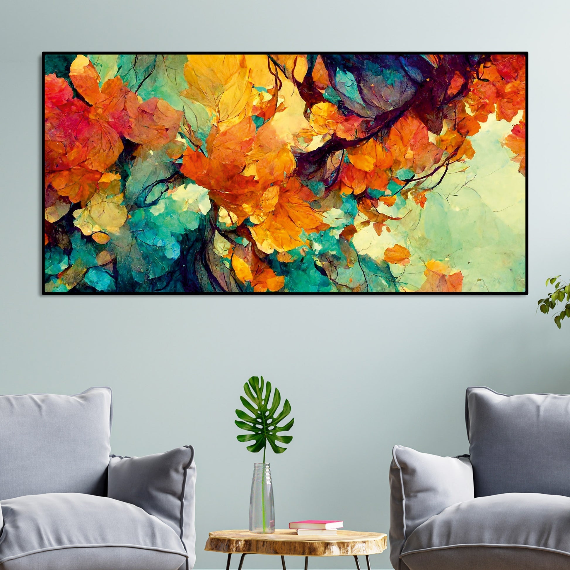 Abstract Texture Colorful Leaves Art Canvas Wall Painting - Decor Smart