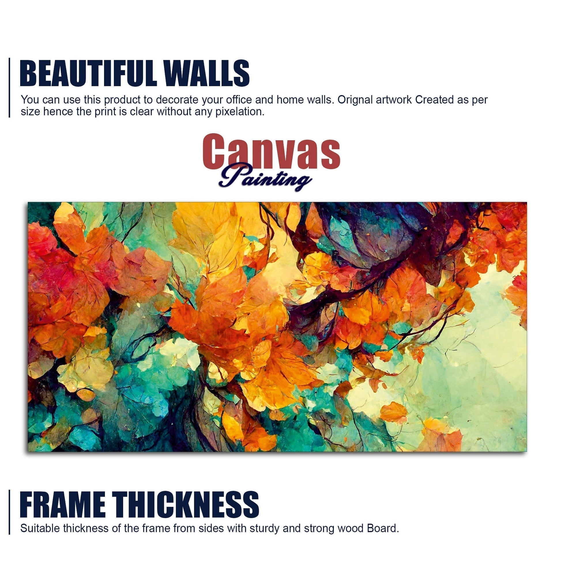 Abstract Texture Colorful Leaves Art Canvas Wall Painting - Decor Smart