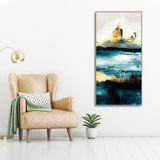 Abstract Texture Landscape Golden Mountain Lake Canvas Wall Painting - Decor Smart