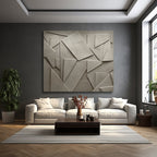 Abstract Textured 3D Wall Decor with Curved and Block Shapes