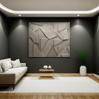Abstract Textured 3D Wall Decor with Curved and Block Shapes