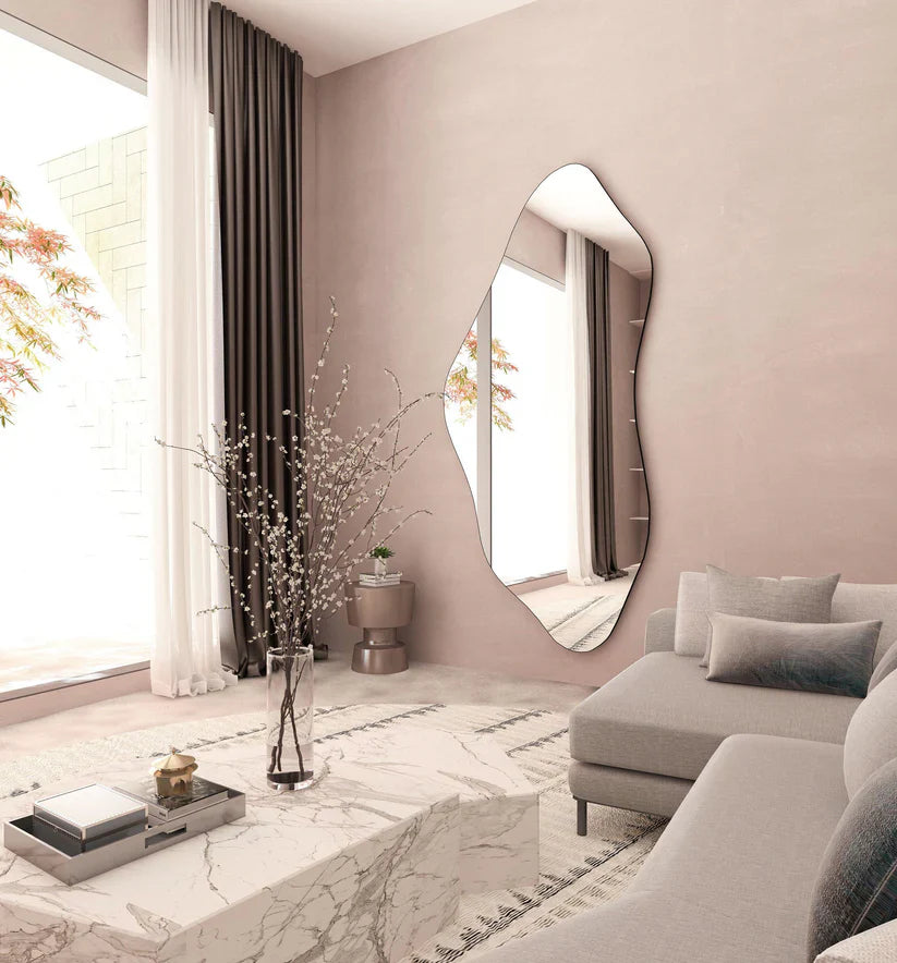 Abstract Wall Mirror in Flowing Shape Design