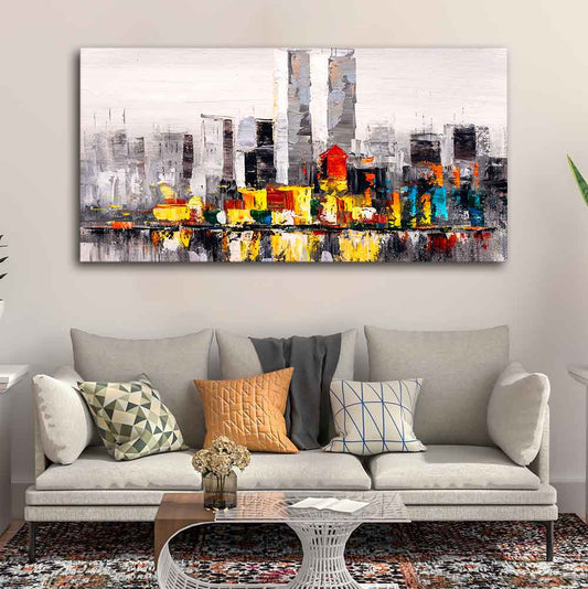 Abstract Wall Painting of A New York City Skyline - Decor Smart