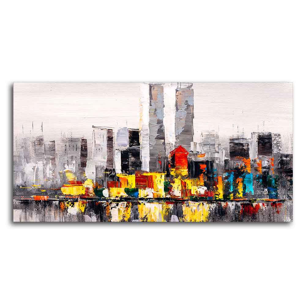 Abstract Wall Painting of A New York City Skyline - Decor Smart