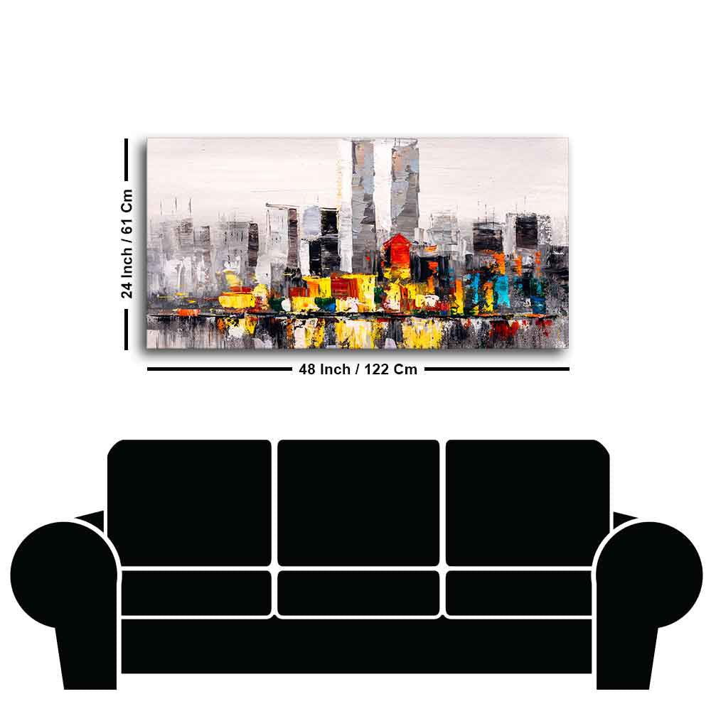 Abstract Wall Painting of A New York City Skyline - Decor Smart