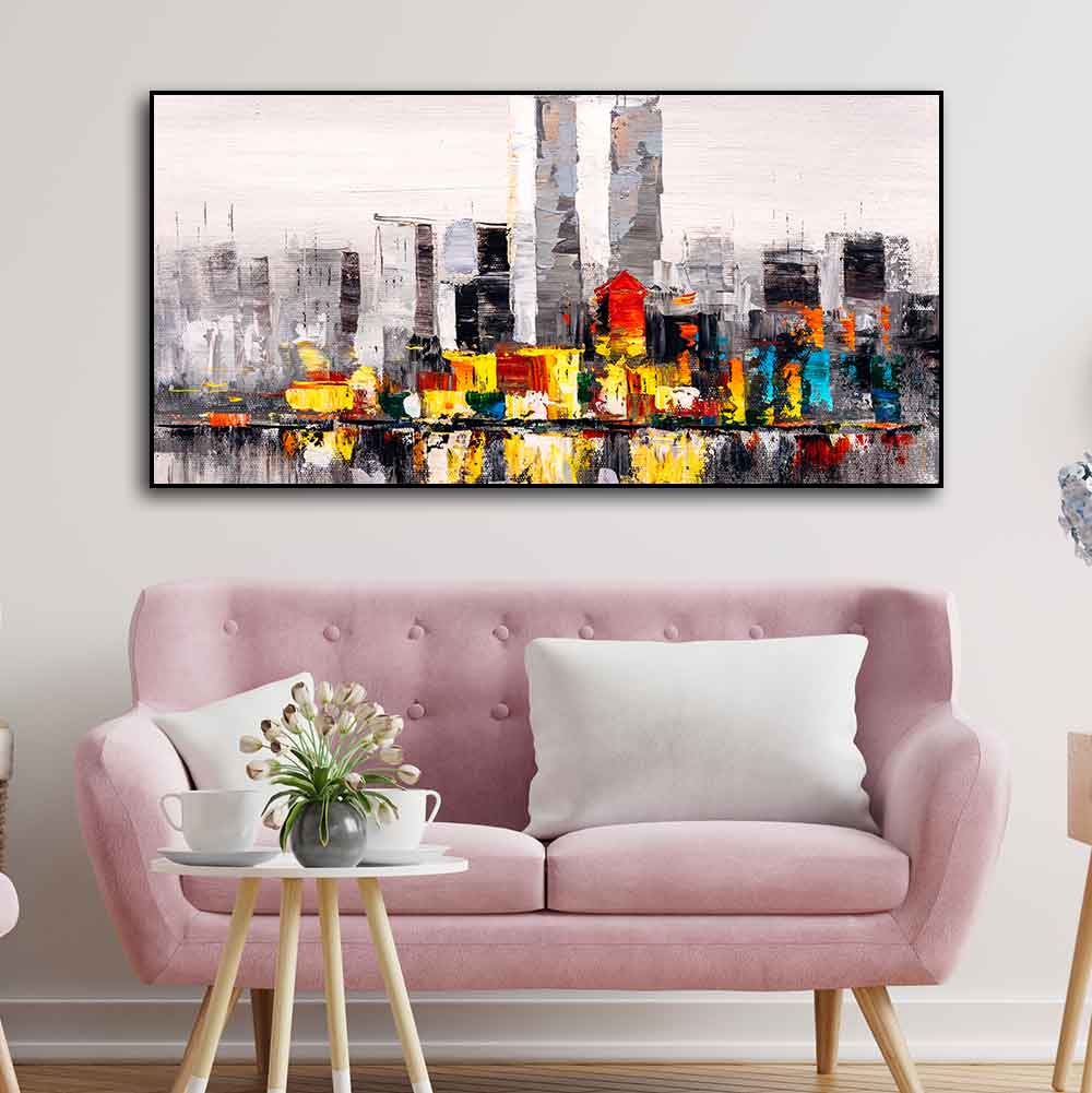 Abstract Wall Painting of A New York City Skyline - Decor Smart