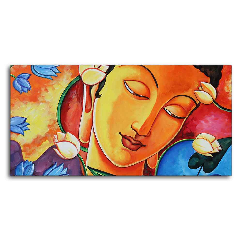 Abstract Wall Painting of Lord Spiritual Buddha - Decor Smart