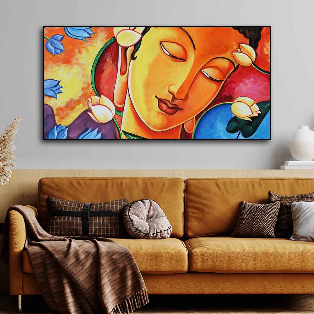 Abstract Wall Painting of Lord Spiritual Buddha - Decor Smart