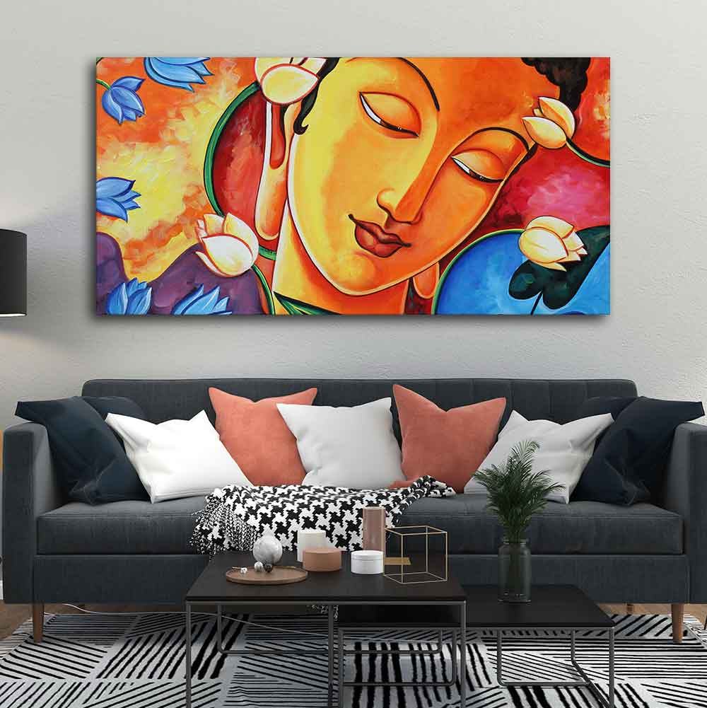 Abstract Wall Painting of Lord Spiritual Buddha - Decor Smart