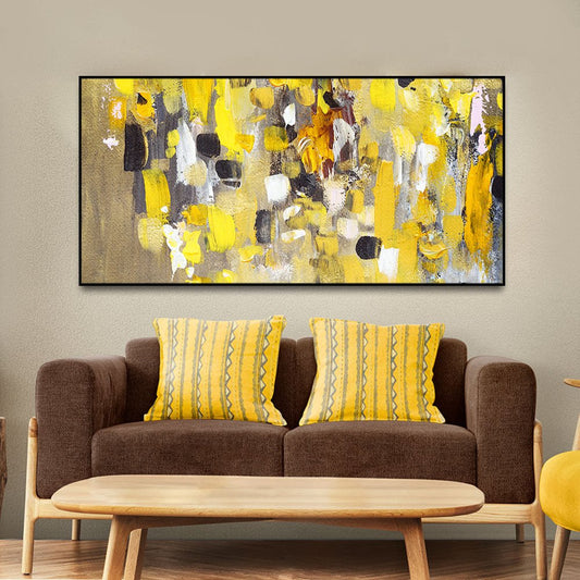 Abstract Yellow Wall Art Premium Canvas Wall Painting - Decor Smart