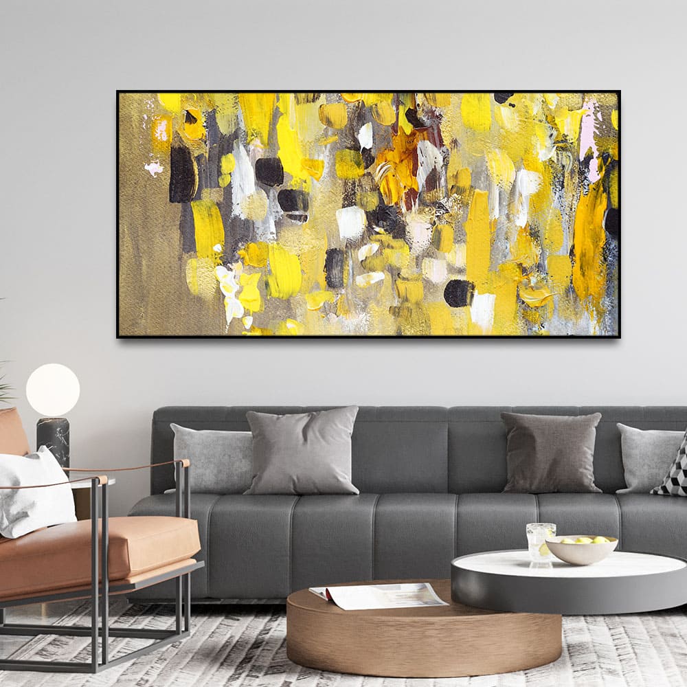 Abstract Yellow Wall Art Premium Canvas Wall Painting - Decor Smart