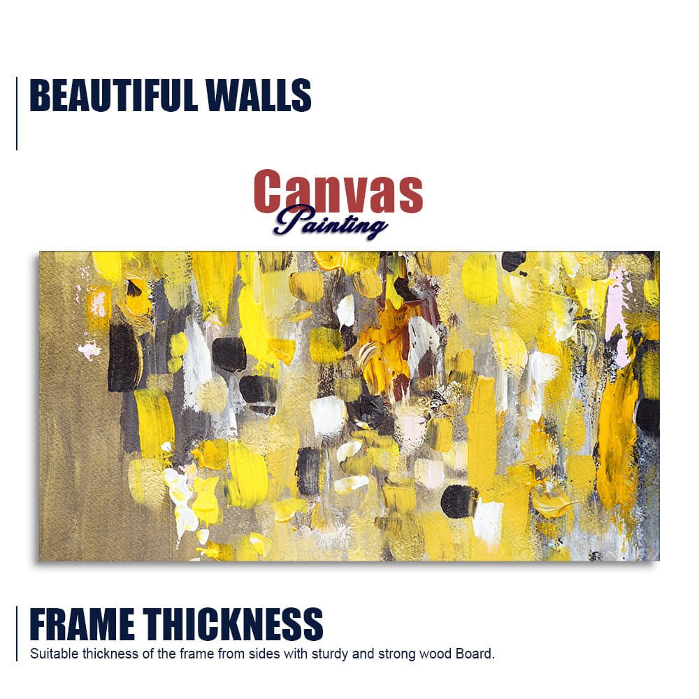 Abstract Yellow Wall Art Premium Canvas Wall Painting - Decor Smart