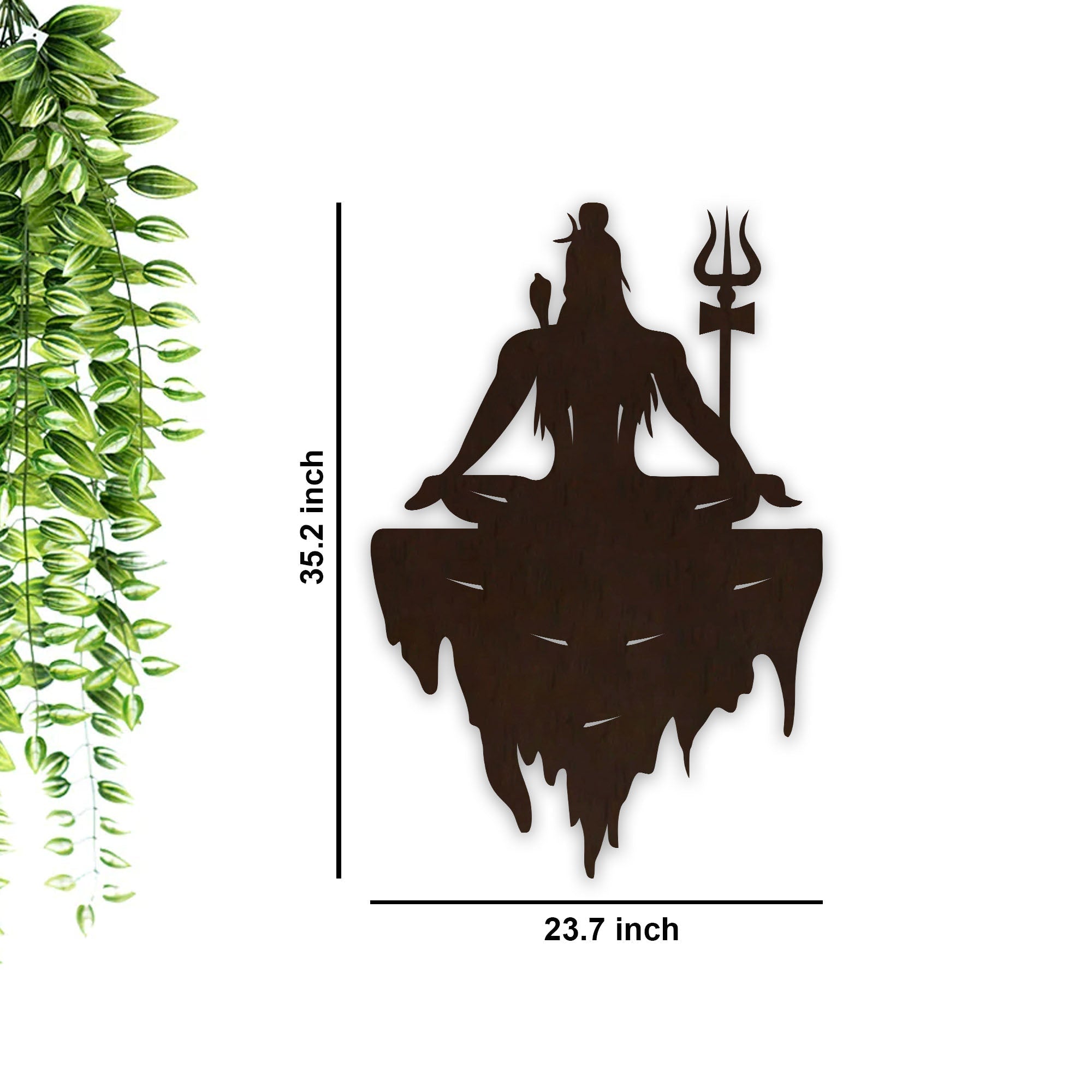 Adiyogi Mahakal Lord Shiva Premium Backlit Design Wooden Wall Hanging with LED Night Light Walnut Finish - Decor Smart
