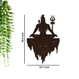 Adiyogi Mahakal Lord Shiva Premium Backlit Design Wooden Wall Hanging with LED Night Light Walnut Finish - Decor Smart