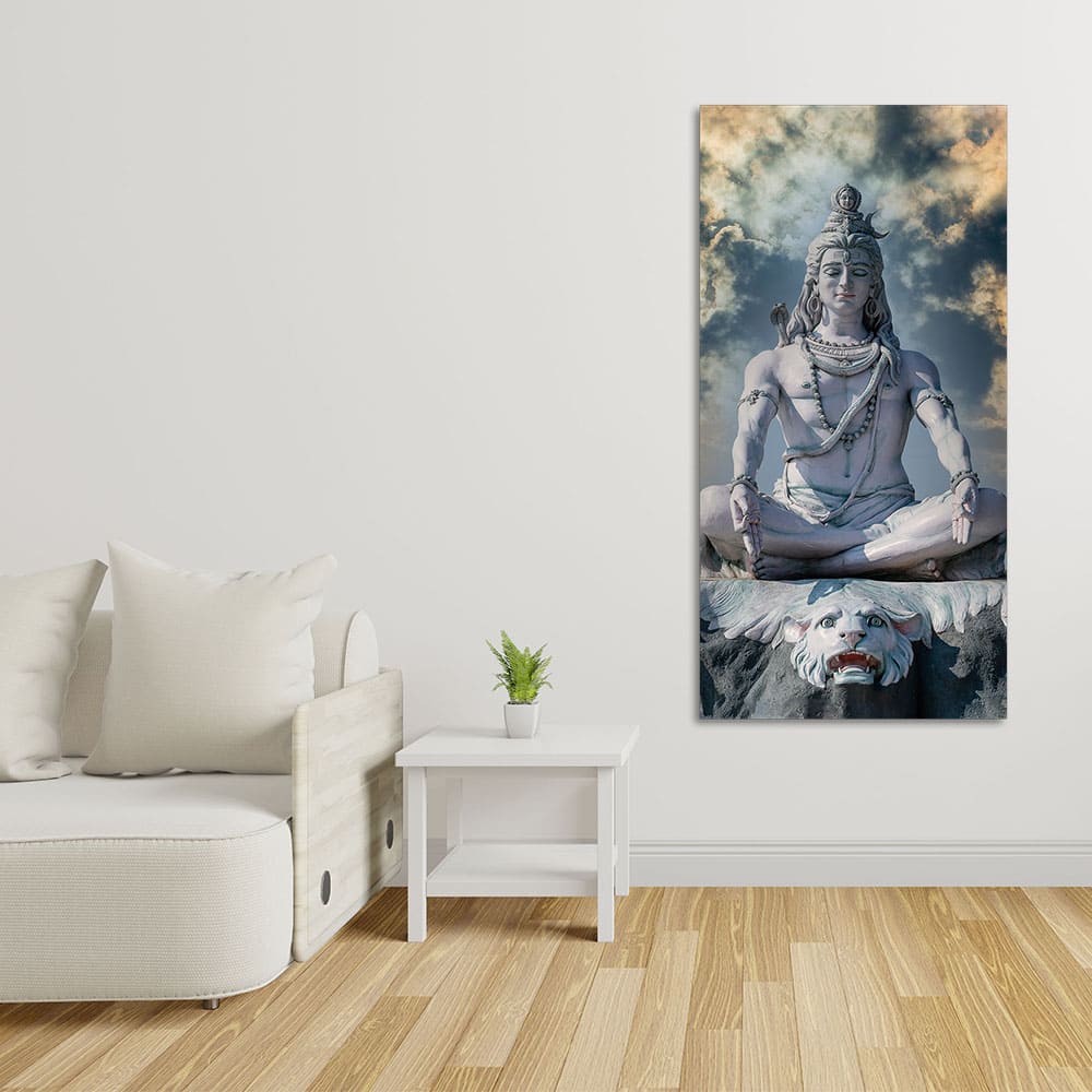 Adiyogi Shiva Meditating Premium Canvas Wall Painting - Decor Smart