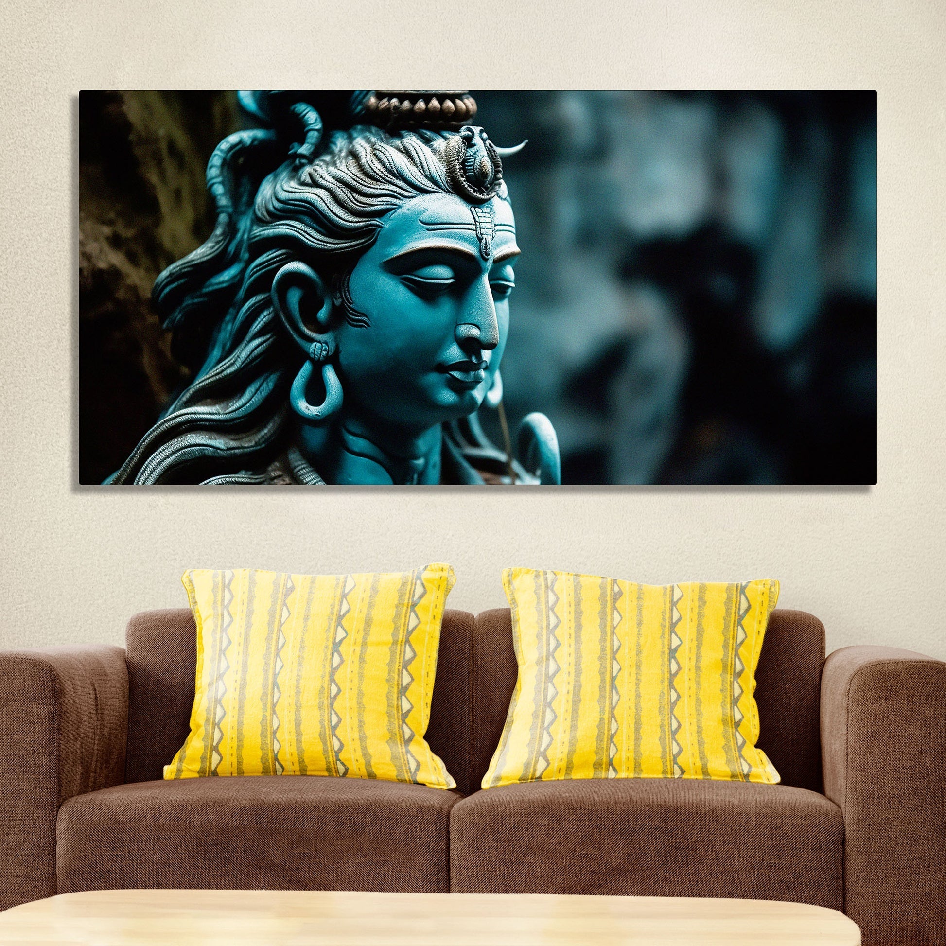 Adiyogi Shiva Statue Premium Canvas Wall Painting - Decor Smart