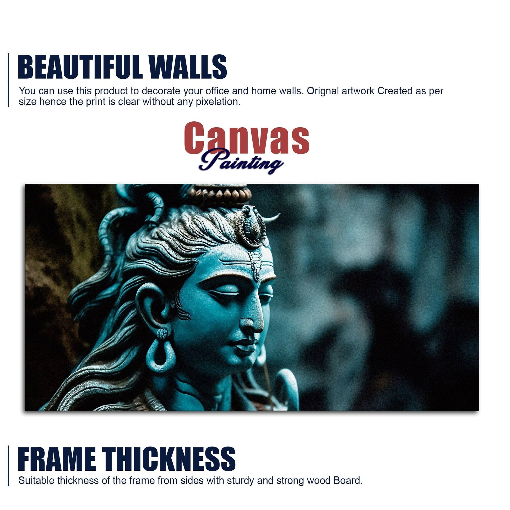 Adiyogi Shiva Statue Premium Canvas Wall Painting - Decor Smart