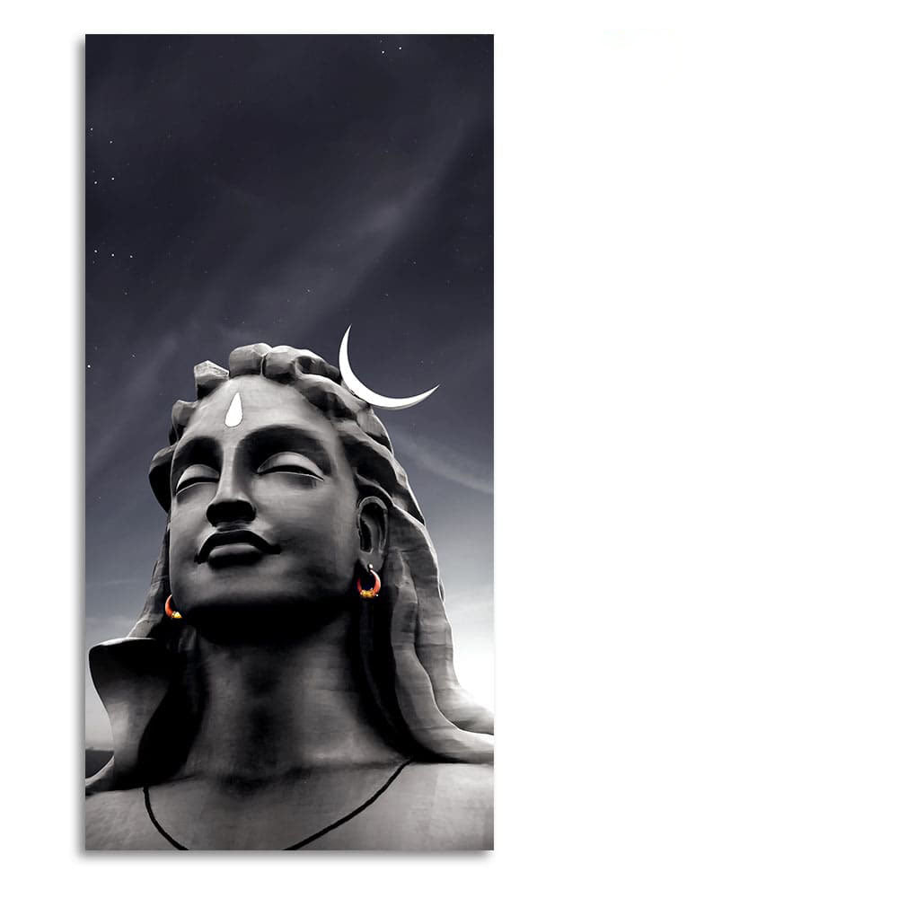 Adiyogi Shiva with Moon on the Head Canvas Wall Painting - Decor Smart