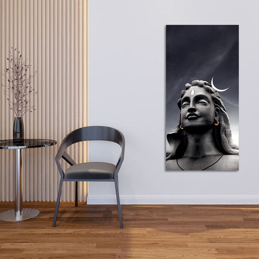Adiyogi Shiva with Moon on the Head Canvas Wall Painting - Decor Smart