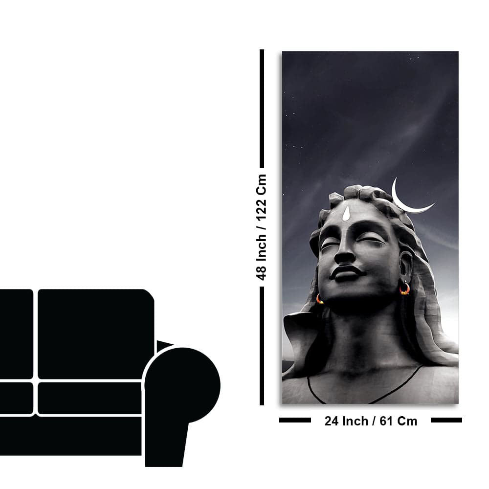 Adiyogi Shiva with Moon on the Head Canvas Wall Painting - Decor Smart