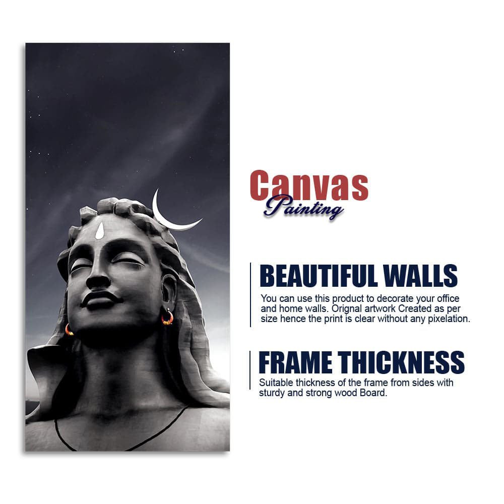 Adiyogi Shiva with Moon on the Head Canvas Wall Painting - Decor Smart