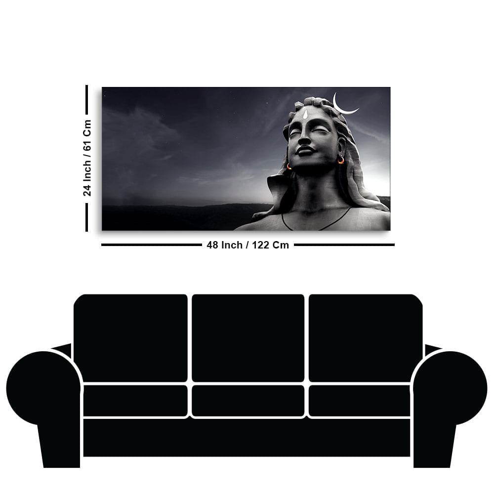 Adiyogi Shiva with Moon on the Head Wall Painting - Decor Smart